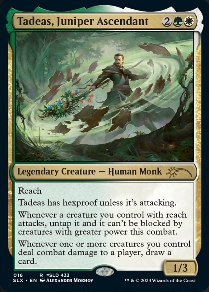 game changing cards mtg Tadeas, Juniper Ascendant [Secret Lair: Universes Within]