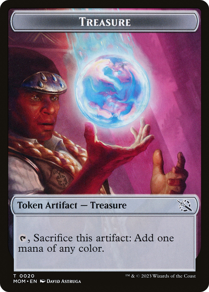 Treasure (20) // Teferi Akosa of Zhalfir Emblem Double-Sided Token [March of the Machine Tokens]
